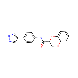 O=C(Nc1ccc(-c2cn[nH]c2)cc1)[C@H]1COc2ccccc2O1 ZINC000035212825