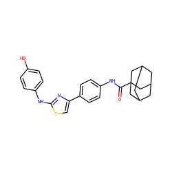 O=C(Nc1ccc(-c2csc(Nc3ccc(O)cc3)n2)cc1)C12CC3CC(CC(C3)C1)C2 ZINC000103231304