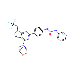 O=C(Nc1ccc(-c2nc(N3C[C@@H]4C[C@H]3CO4)c3cnn(CC(F)(F)F)c3n2)cc1)Nc1cccnc1 ZINC000045291276