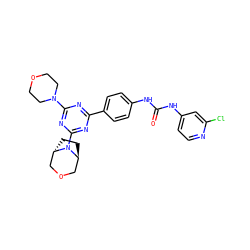 O=C(Nc1ccc(-c2nc(N3CCOCC3)nc(N3[C@H]4CC[C@H]3COC4)n2)cc1)Nc1ccnc(Cl)c1 ZINC000101366778