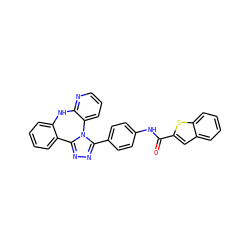 O=C(Nc1ccc(-c2nnc3n2-c2cccnc2Nc2ccccc2-3)cc1)c1cc2ccccc2s1 ZINC000141062335