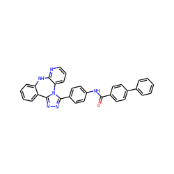O=C(Nc1ccc(-c2nnc3n2-c2cccnc2Nc2ccccc2-3)cc1)c1ccc(-c2ccccc2)cc1 ZINC000141540490
