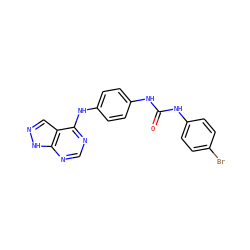 O=C(Nc1ccc(Br)cc1)Nc1ccc(Nc2ncnc3[nH]ncc23)cc1 ZINC000095588640