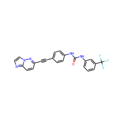 O=C(Nc1ccc(C#Cc2ccc3nccn3n2)cc1)Nc1cccc(C(F)(F)F)c1 ZINC001772649187