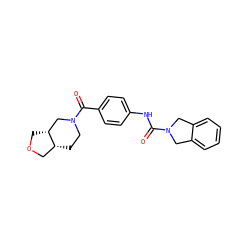 O=C(Nc1ccc(C(=O)N2CC[C@@H]3COC[C@@H]3C2)cc1)N1Cc2ccccc2C1 ZINC000166137716