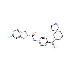 O=C(Nc1ccc(C(=O)N2CCC[C@@]3(CCNC3)C2)cc1)N1Cc2ccc(F)cc2C1 ZINC000166458527