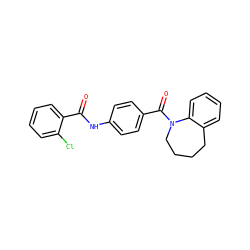 O=C(Nc1ccc(C(=O)N2CCCCc3ccccc32)cc1)c1ccccc1Cl ZINC000013757939