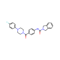 O=C(Nc1ccc(C(=O)N2CCN(c3ccc(F)cc3)CC2)cc1)N1Cc2ccccc2C1 ZINC000166176268