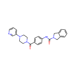 O=C(Nc1ccc(C(=O)N2CCN(c3cccnc3)CC2)cc1)N1Cc2ccccc2C1 ZINC000167391876