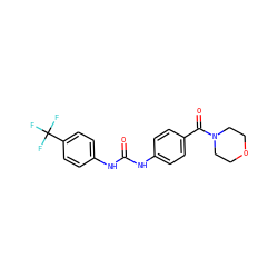 O=C(Nc1ccc(C(=O)N2CCOCC2)cc1)Nc1ccc(C(F)(F)F)cc1 ZINC000049054162