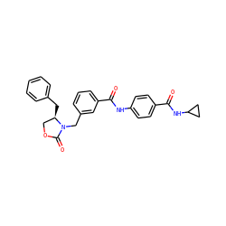 O=C(Nc1ccc(C(=O)NC2CC2)cc1)c1cccc(CN2C(=O)OC[C@H]2Cc2ccccc2)c1 ZINC000223420330