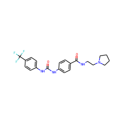 O=C(Nc1ccc(C(=O)NCCN2CCCC2)cc1)Nc1ccc(C(F)(F)F)cc1 ZINC000049113486