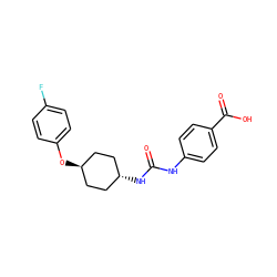 O=C(Nc1ccc(C(=O)O)cc1)N[C@H]1CC[C@H](Oc2ccc(F)cc2)CC1 ZINC000103236466