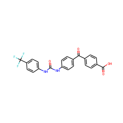 O=C(Nc1ccc(C(=O)c2ccc(C(=O)O)cc2)cc1)Nc1ccc(C(F)(F)F)cc1 ZINC000049048161