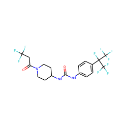 O=C(Nc1ccc(C(F)(C(F)(F)F)C(F)(F)F)cc1)NC1CCN(C(=O)CC(F)(F)F)CC1 ZINC000299828378