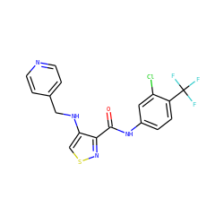 O=C(Nc1ccc(C(F)(F)F)c(Cl)c1)c1nscc1NCc1ccncc1 ZINC000040892316
