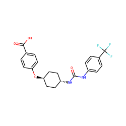 O=C(Nc1ccc(C(F)(F)F)cc1)N[C@H]1CC[C@H](Oc2ccc(C(=O)O)cc2)CC1 ZINC000261184474