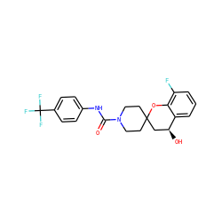 O=C(Nc1ccc(C(F)(F)F)cc1)N1CCC2(CC1)C[C@H](O)c1cccc(F)c1O2 ZINC000096286114