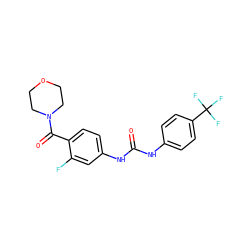 O=C(Nc1ccc(C(F)(F)F)cc1)Nc1ccc(C(=O)N2CCOCC2)c(F)c1 ZINC000043193890