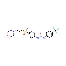O=C(Nc1ccc(C(F)(F)F)cc1)Nc1ccc(S(=O)(=O)CCCN2CCOCC2)cc1 ZINC000049068598