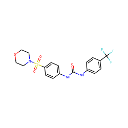 O=C(Nc1ccc(C(F)(F)F)cc1)Nc1ccc(S(=O)(=O)N2CCOCC2)cc1 ZINC000049112204