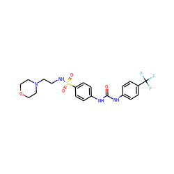 O=C(Nc1ccc(C(F)(F)F)cc1)Nc1ccc(S(=O)(=O)NCCN2CCOCC2)cc1 ZINC000049067487