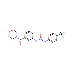 O=C(Nc1ccc(C(F)(F)F)cc1)Nc1cccc(C(=O)N2CCOCC2)c1 ZINC000049784976