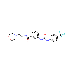 O=C(Nc1ccc(C(F)(F)F)cc1)Nc1cccc(C(=O)NCCN2CCOCC2)c1 ZINC000049111035