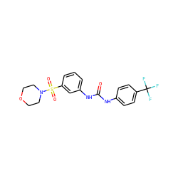 O=C(Nc1ccc(C(F)(F)F)cc1)Nc1cccc(S(=O)(=O)N2CCOCC2)c1 ZINC000049067932