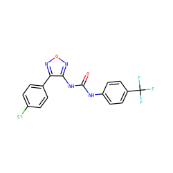 O=C(Nc1ccc(C(F)(F)F)cc1)Nc1nonc1-c1ccc(Cl)cc1 ZINC000039649256