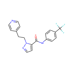 O=C(Nc1ccc(C(F)(F)F)cc1)c1ccnn1CCc1ccncc1 ZINC000028822043