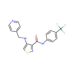 O=C(Nc1ccc(C(F)(F)F)cc1)c1nscc1NCc1ccncc1 ZINC000040917820