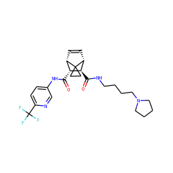 O=C(Nc1ccc(C(F)(F)F)nc1)[C@@H]1[C@@H]2C=C[C@H]([C@H]1C(=O)NCCCCN1CCCC1)C21CC1 ZINC000168530851