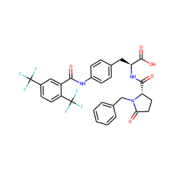 O=C(Nc1ccc(C[C@H](NC(=O)[C@@H]2CCC(=O)N2Cc2ccccc2)C(=O)O)cc1)c1cc(C(F)(F)F)ccc1C(F)(F)F ZINC000027763767