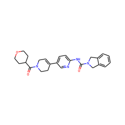 O=C(Nc1ccc(C2=CCN(C(=O)C3CCOCC3)CC2)cn1)N1Cc2ccccc2C1 ZINC000166816736