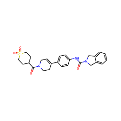 O=C(Nc1ccc(C2=CCN(C(=O)C3CCS(=O)(=O)CC3)CC2)cc1)N1Cc2ccccc2C1 ZINC000166458767