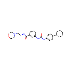O=C(Nc1ccc(C2CCCCC2)cc1)Nc1cccc(C(=O)NCCN2CCOCC2)c1 ZINC000049089014
