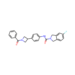 O=C(Nc1ccc(C2CN(C(=O)c3ccccc3)C2)cc1)N1Cc2ccc(F)cc2C1 ZINC001772602619