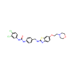 O=C(Nc1ccc(CNc2nc3ccc(OCCN4CCOCC4)cc3s2)cc1)Nc1ccc(Cl)c(Cl)c1 ZINC001772579437