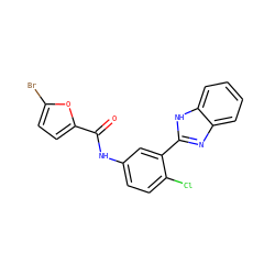 O=C(Nc1ccc(Cl)c(-c2nc3ccccc3[nH]2)c1)c1ccc(Br)o1 ZINC000022108979