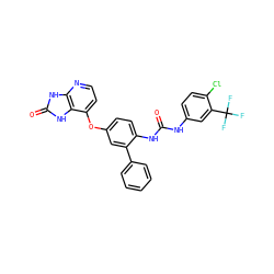O=C(Nc1ccc(Cl)c(C(F)(F)F)c1)Nc1ccc(Oc2ccnc3[nH]c(=O)[nH]c23)cc1-c1ccccc1 ZINC000042920121