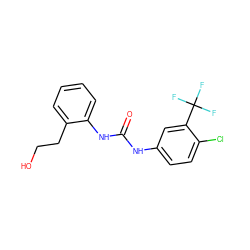 O=C(Nc1ccc(Cl)c(C(F)(F)F)c1)Nc1ccccc1CCO ZINC000084619345