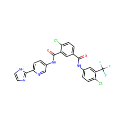 O=C(Nc1ccc(Cl)c(C(F)(F)F)c1)c1ccc(Cl)c(C(=O)Nc2ccc(-c3ncc[nH]3)nc2)c1 ZINC000299870575