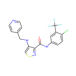 O=C(Nc1ccc(Cl)c(C(F)(F)F)c1)c1nscc1NCc1ccncc1 ZINC000040913815