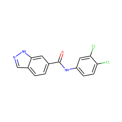 O=C(Nc1ccc(Cl)c(Cl)c1)c1ccc2cn[nH]c2c1 ZINC000060393741