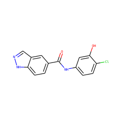 O=C(Nc1ccc(Cl)c(O)c1)c1ccc2[nH]ncc2c1 ZINC000144975111