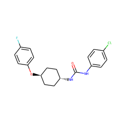 O=C(Nc1ccc(Cl)cc1)N[C@H]1CC[C@H](Oc2ccc(F)cc2)CC1 ZINC000103236494