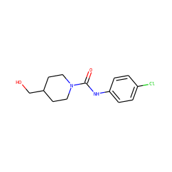 O=C(Nc1ccc(Cl)cc1)N1CCC(CO)CC1 ZINC000037897016