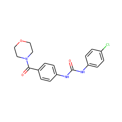 O=C(Nc1ccc(Cl)cc1)Nc1ccc(C(=O)N2CCOCC2)cc1 ZINC000002212042
