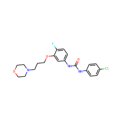O=C(Nc1ccc(Cl)cc1)Nc1ccc(F)c(OCCCN2CCOCC2)c1 ZINC000043019763